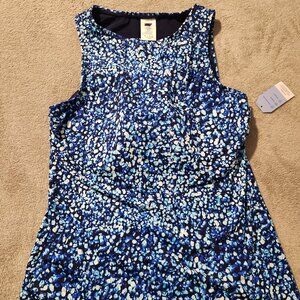 GUC Blue Patterned Land's End High Neck UPF 50 Tankini Top, 12/12DDD